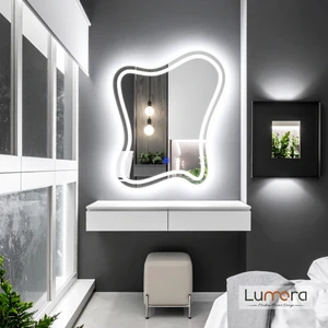 Elvenor Beyaz Led'li Lazer Kumlamalı Lavabo & Banyo Aynası (Dokunmatik Sensörlü)
