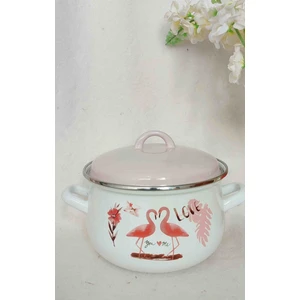 Flamingo Emaye Derin Tencere 3 Litre  20 cm Çap Süt Yoğurt Çorba Reçel Konserve Salça Tenceresi