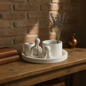 Modern Beyaz Dekoratif Set – 5 Parçalı Minimalist Tasarım