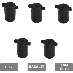 Sıva Üstü Duy E27 Vidasız Geçmeli Donanma Duyu Bakalit Siyah (250V-4A) 5 Adet