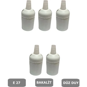 İtalyan Tip E27 Duy Vidasız Geçmeli Düz Bakalit Beyaz (250V-4A) 5 Adet