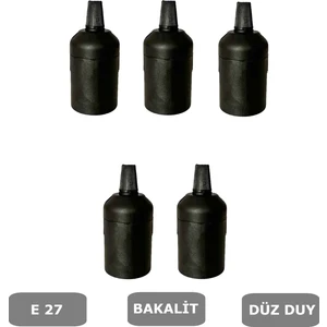 İtalyan Tip E27 Duy Vidasız Geçmeli Düz Bakalit Siyah (250V-4A) 5 Adet