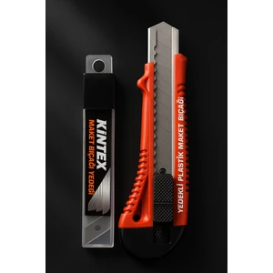 Maket Bıçağı Falçata Büyük Boy ve 10'lu Yedek Maket Bıçağı Ucu Seti