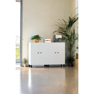 %100 Mdf 8 Raflı 8 Ayaklı Beyaz Çok Amaçlı Ayakkabılık Kiler Dolabı