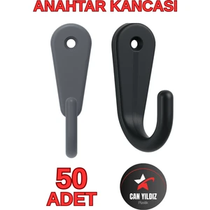 Can Yıldız Plastik 50 Adet Siyah Plastik Anahtar Kancası Anahtarlık Kanca