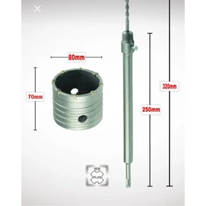 80MM Beton Duvar Delme Panç + Sds-Plus (250MM) Uzun Adaptörlü