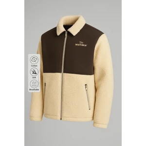 Erkek Basic Kışlık Kalın Sarı Salaş Peluş Ceket