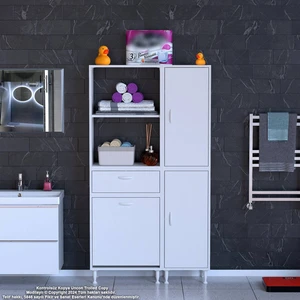 Modilayn Mutfak Dolabı Sepetli Kirli Camasır Dolabı Banyo Dolabı 5 Raflı Cok Amaclı Dolap