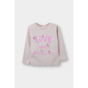 Kız Bebek Bisiklet Yaka Baskılı Uzun Kollu Tişört E9195A525AU