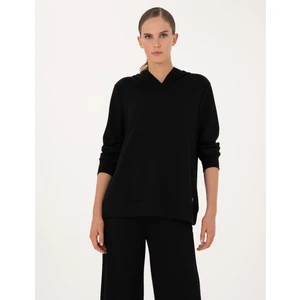 Pierre Cardin Kadın Siyah Oversize Modal Karışımlı Kapüşonlu Sweatshirt 50314972-VR046