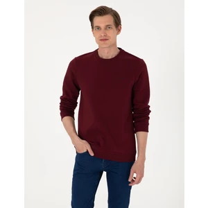 Pierre Cardin Erkek Bordo 3 Iplik Regular Fit Içi Polarlı Bisiklet Yaka Basic Sweatshirt 50315021-VR014