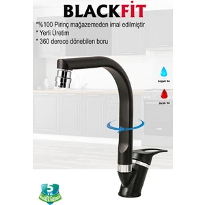 Siyah Mix Mutfak Bataryası Oynar Başlıklı Mutfak Musluğu Eviye Bataryası Çift Su Girişli