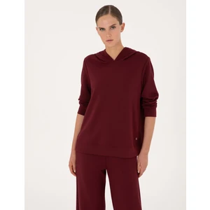 Pierre Cardin Kadın Vişne Oversize Modal Karışımlı Kapüşonlu Sweatshirt 50314972-VR223