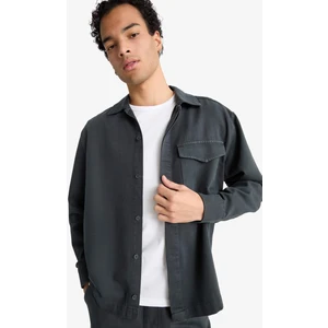 Boxy Fit Polo Yaka Twill Uzun Kollu Gömlek F7124AX25AU