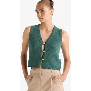 Fitted V Yaka Düğmeli Süveter G0934AX25AU