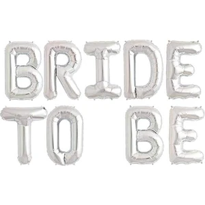 Patladı Gitti  Bride To Be 9 Adet Harf Gümüş Renk Folyo Balon Seti