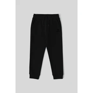 Siyah Standart Fit Manşetli Ince Erkek Çocuk Eşofman Alt - 11062