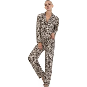 Aurelia Notte Süet Kumaş Gömlek Yaka Kışlık Kadın Pijama Takımı Yumuşak ve Şık Ev Giyim