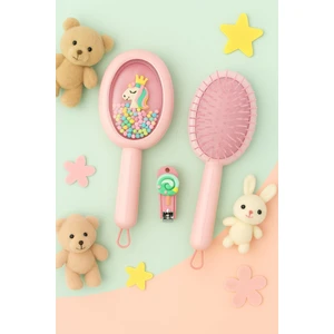 1 Adet Çocuk Saç Tarağı – 1 Adet Emojili Tırnak Çakısı Renkli-Masaj Etkili Pastel Tarak