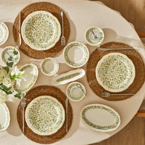 Bella Maison Loren Stoneware 26 Parça 6 Kişilik Kahvaltı Takımı Sarı