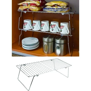 Mucit Home Ayaklı Metal Dolap Içi Tezgah Üstü Kavanoz Kupa Bardak Tel Rafı-Krom