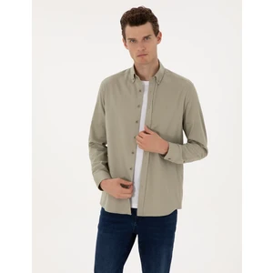 Pierre Cardin Erkek Su Yeşili Regular Fit Uzun Kollu Gömlek 50316736-VR048