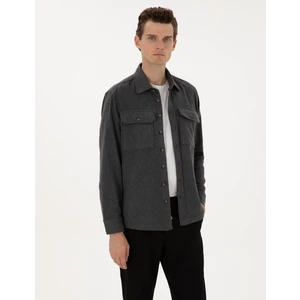 Pierre Cardin Erkek Antrasit Klasik Yaka Çift Cepli Gömlek Ceket 50316739-VR006