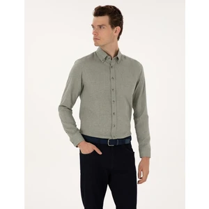 Pierre Cardin Erkek Yeşil Slim Fit Uzun Kollu Gömlek 50316768-VR054