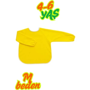 Sarı Boyama Önlüğü M Beden 4-6 Yaş Su Itici Kumaş
