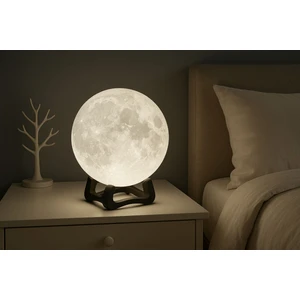 3D Baskılı Ay Manzaralı Zemin Lambası: Romantik Gece Lambası