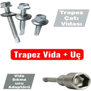 Trapez Çatı Vidası (5,5X25MM - 50'li Paket) M8 Vida Sıkma Ucu (1 Adet)