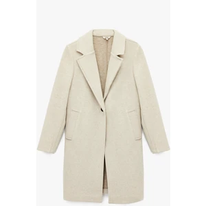 Uzun Kollu Düğmeli Cepli Uzun Kaşe Kaban