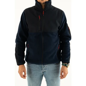 Erkek Lacivert Slim Fit Anti-Pilling Tüylenme Yapmayan Tam Fermuar Softshell Garnili Polar Sweatshirt