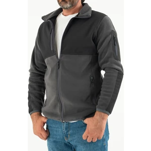 Erkek Füme Slim Fit Anti-Pilling Tüylenme Yapmayan Tam Fermuar Softshell Garnili Polar Sweatshirt