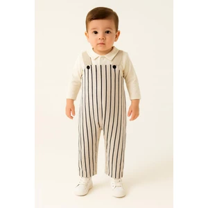 Bebek Erkek Çizgili Tulum Takım Uzun Kollu – Şık Yaka Detaylı 9731