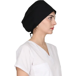 Siyah Renk Unisex Doktor Hemşire Cerrahi Bone Hastane Aşçı Bonesi Iş Bandanası