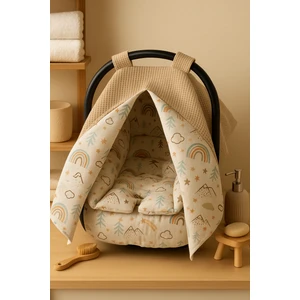 Beyge Baby %100 Pamuk Müslin ve Pike Kumaştan Puset Örtüsü & Minderi (2'li Takım)