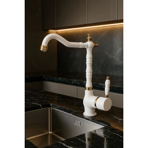 RUSTİK MUTFAK BATARYASI BEYAZ-GOLD