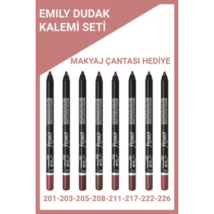 Golden Rose Emily Dudak Kalemi 8'li Set 201-203-205-208-211-217-222-226 Numaralı Makyaj Çantalı