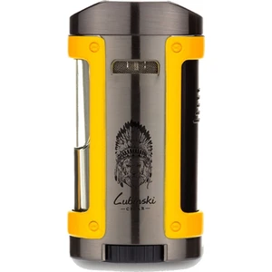 Sehpalı Kılıflı Dört Torch Puro Çakmağı Gunmetal-Sarı
