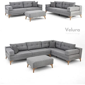 Velura Home & Living Zeri Yataklı Puzzle Modüler Köşe Koltuk Takımı & Köşe Takımı & Keten Koltuk Takımı