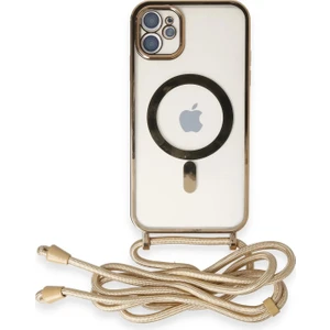 Apple iPhone 11 Divo Magsafe Kapak – Lazer Detaylı, Slim & Askılı Tasarım, Günlük Koruma - Gold