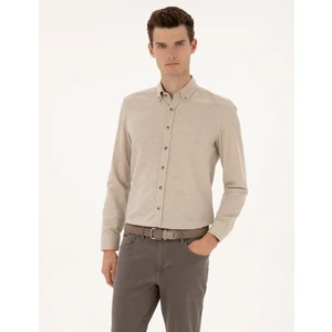 Pierre Cardin Erkek Bej Slim Fit Uzun Kollu Gömlek 50316751-VR011
