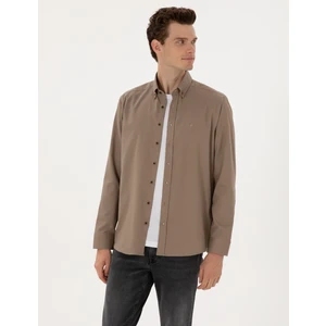 Pierre Cardin Erkek Vizon Regular Fit Uzun Kollu Gömlek 50316736-VR052