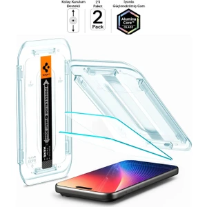 iPhone 17 Pro / 17 / 16 Pro ile uyumlu Cam Ekran Koruyucu AluminaCore™ iyonlaştırılmış Güçlendirilmiş Cam Teknolojisi Kolay Kurulum Glas.tR EZ Fit Slim HD (2 Adet) - AGL07928