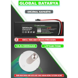 Global Batarya Viomi V2 Pro Uyumlu Akıllı Robot Süpürge Bataryası 14.4V 3200mAh Li-ion Pil (Orijinal Kapasite)