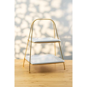 2 Katlı Metal Paslanmaz Kararmaz Lüks  Gold Etajer Sunum ve Ikramlık Kek Pasta Standı Çeyizlik