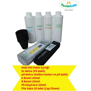 TarımSuda Topraksız Tarım Hidroponik Set Hobi Kiti Ec Metre Ph Metre A B Besini Ph Düşürücü File Saksı