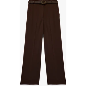 Cepli Kemer Detaylı Geniş Paça Palazzo Kumaş Pantolon