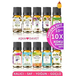 Tanışma 10'lu Esansiyel Uçucu Yağ Seti Buhurdanlık Yağı Difüzör Esansı Hobi Esans Ortam Oda Kokusu